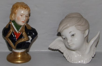 Miniature Porcelain Bust & Lladro Angel Face