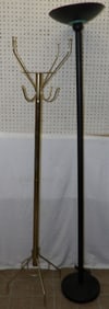 Modern Painted Metal Floor Lamp & Chrome Hat Stand