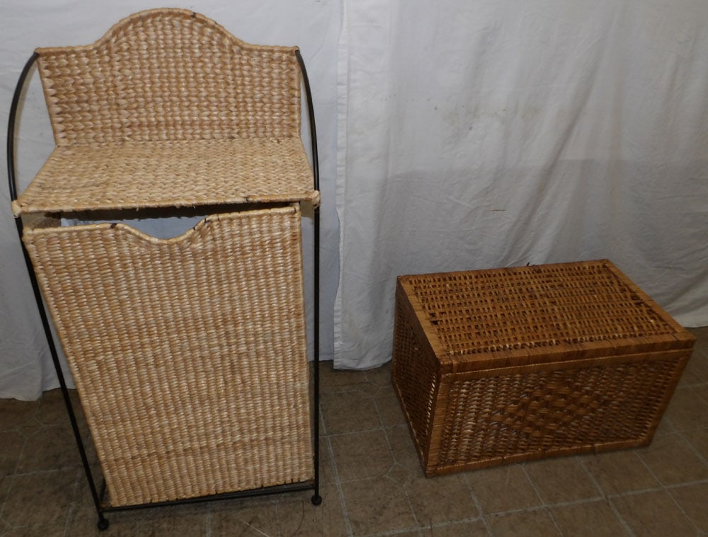 Metal & Wicker Hamper & Rattan Box (1 of 5)