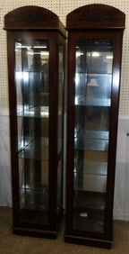 Pair of Lighted Glass Cabinets