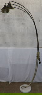 Modern Painted Metal Three Light Floor Lamp with Marble Base: Modern Painted Metal Three Light Floor Lamp with Marble Base. 85" H 31" W 36" D ALL DESCRIPTIONS AND ANY CONDITION STATEMENT GIVEN BY LANGSTON AUCTION GALLERY ARE STRICTLY OPINIONS AND LANGSTON'S SHAL