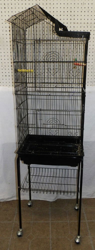 Painted Two Piece Wire Mesh Bird Cage (1 of 4)