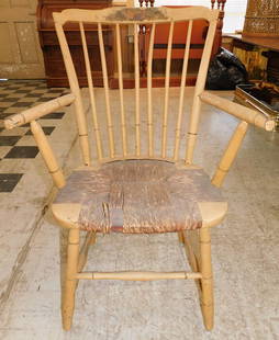 Antique Painted Windsor Arm Chair: Antique Painted Windsor Arm Chair . 35" H 22 1/2" W 21 1/2" D ALL DESCRIPTIONS AND ANY CONDITION STATEMENT GIVEN BY LANGSTON AUCTION GALLERY ARE STRICTLY OPINIONS AND LANGSTON'S SHALL HAVE NO RESPONSI