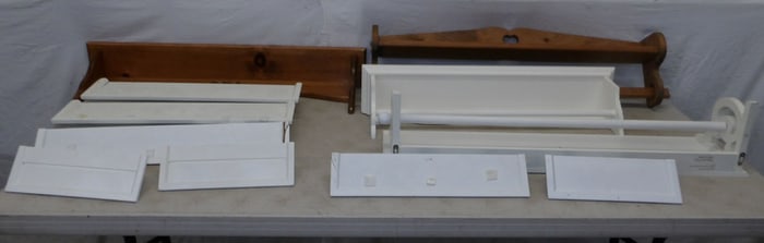 Lot of Painted Shelves and Pine Shelf