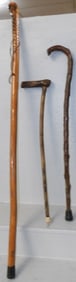 Three Wooden Walking Sticks