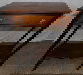 19th Century Cherry One Drawer Stand: 19th Century Cherry One Drawer Stand . 28 1/2" H 24" W 17 1/2" D ALL DESCRIPTIONS AND ANY CONDITION STATEMENT GIVEN BY LANGSTON AUCTION GALLERY ARE STRICTLY OPINIONS AND LANGSTON'S SHALL HAVE NO RESPO