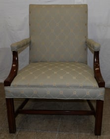 Mahogany & Upholstered Library Chair