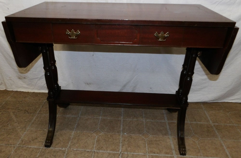 Mahogany Drop Leaf Table with Two Drawers (1 of 4)
