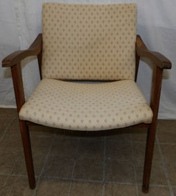 Mid Century Modern Walnut & Upholstered Arm Chair