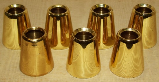 Lot of Seven Matching Brass Candle Followers