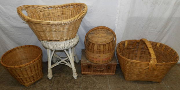 Lot of Baskets: Lot of Baskets . Up to 16" H 24" W 18 1/2" D ALL DESCRIPTIONS AND ANY CONDITION STATEMENT GIVEN BY LANGSTON AUCTION GALLERY ARE STRICTLY OPINIONS AND LANGSTON'S SHALL HAVE NO RESPONSIBILITY FOR ERRORS