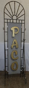 Antique Painted Metal Faux Bamboo Sign