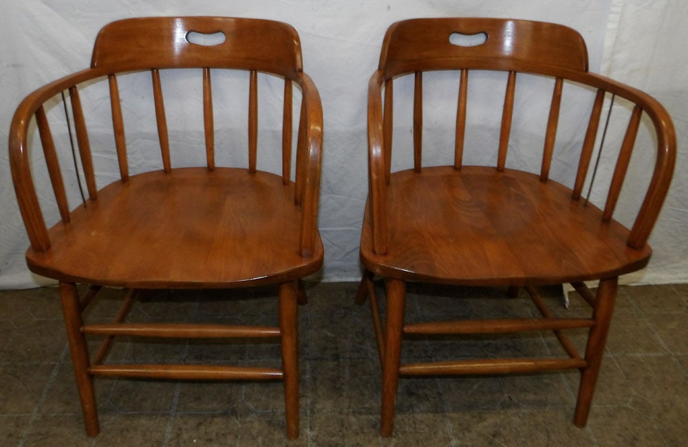 Pair of Antique Walnut Captain's Chairs (1 of 4)