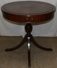 Mahogany Drum Table with One Drawer