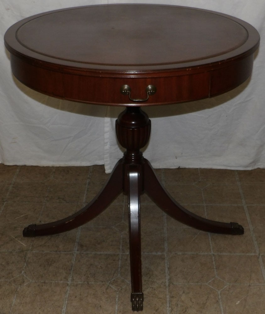 Mahogany Drum Table with One Drawer (1 of 4)