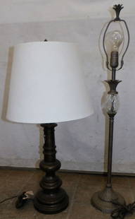 Painted Metal Lamp & Painted Resin Lamp: Painted Metal Lamp & Painted Resin Lamp. 34 3/4" H 15" Dia.