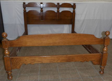 Full Size Walnut Bed with Rails: Full Size Walnut Bed with Rails . 40 1/2" H 56 1/4" W ALL DESCRIPTIONS AND ANY CONDITION STATEMENT GIVEN BY LANGSTON AUCTION GALLERY ARE STRICTLY OPINIONS AND LANGSTON'S SHALL HAVE NO RESPONSIBILITY F