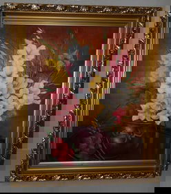 Gilded Frame Oil on Canvas Still Life