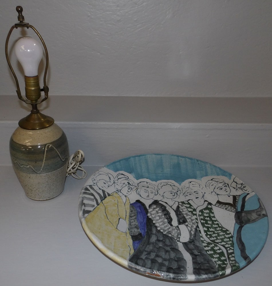 Pottery Lamp & Signed Pottery Charger (1 of 7)