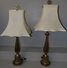 Pair of Gilded Metal Lamps