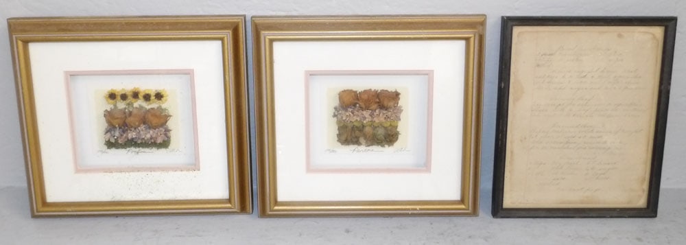 Two Framed Flower Collages & Framed Recipes (1 of 7)