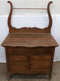 Antique Oak Washstand with Towel Rack