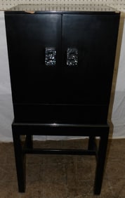 Black Lacquered Two Part Silver Chest