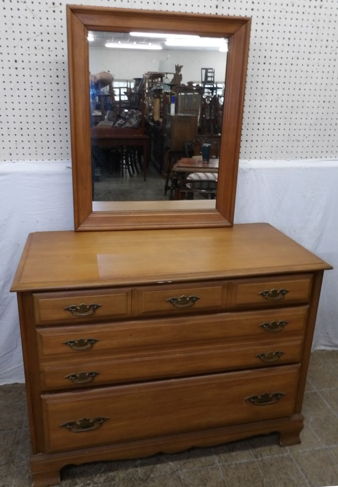 Maple Dresser by Sumter Cabinet Company: Maple Dresser by Sumter Cabinet Company . 65 1/2" H 42" W 19 1/4" D ALL DESCRIPTIONS AND ANY CONDITION STATEMENT GIVEN BY LANGSTON AUCTION GALLERY ARE STRICTLY OPINIONS AND LANGSTON'S SHALL HAVE NO RE