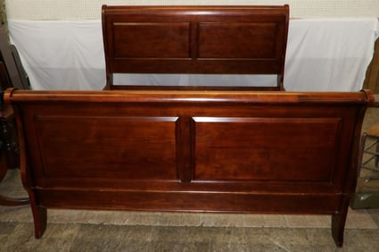 Cherry King Size Sleigh Bed with Rails