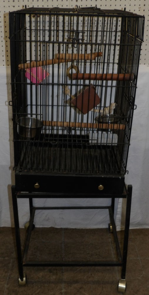 Two Piece Painted Metal Bird Cage (1 of 3)