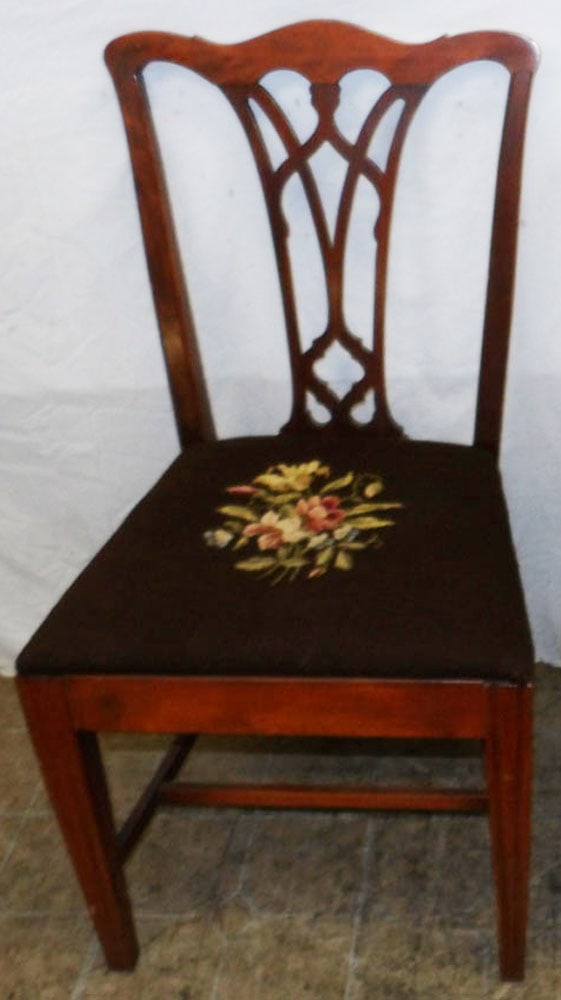 Mahogany Side Chair with Needlepoint Seat (1 of 7)