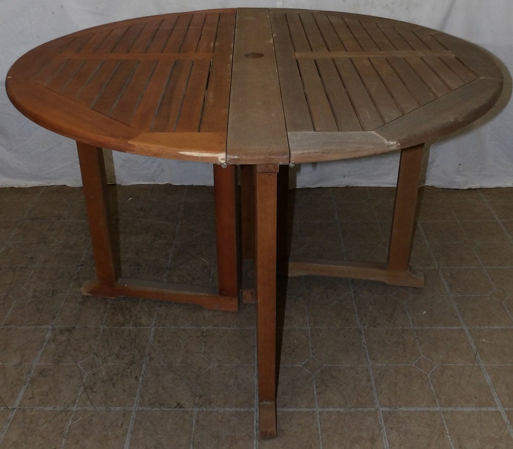 Round Folding Teak Wood Outdoor Table (1 of 4)