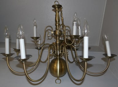 Brass Ten Light Chandelier