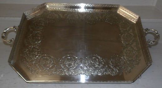 Silverplated Serving Tray with Gallery