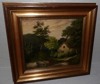 Framed Oil on Board Dutch Farm Scene