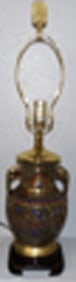Antique Champleve Vase Made Into Lamp