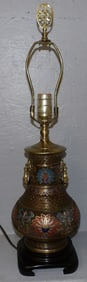 Antique Champleve Vase Made Into Lamp