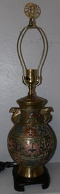 Antique Champleve Vase Made Into Lamp