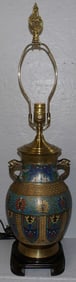 Antique Champleve Vase Made Into Lamp