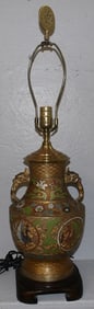 Antique Champleve Vase Made Into Lamp