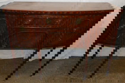 Antique Mahogany Inlaid Demi Lune Sideboard