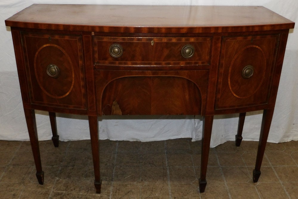 Antique Mahogany Inlaid Demi Lune Sideboard (1 of 9)