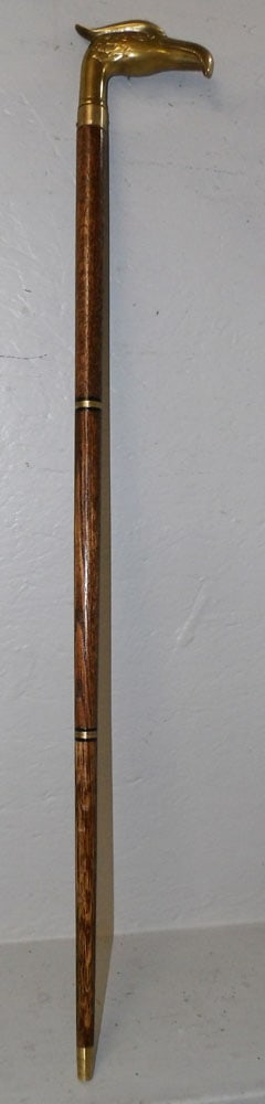 Three Part Oak & Brass Eagle Head Walking Stick (1 of 2)