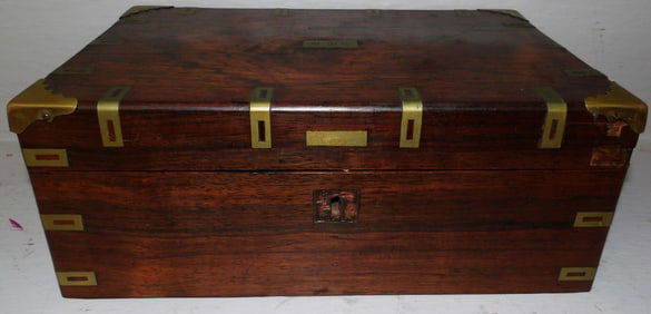 19th Century Rosewood Brass Bound Lap Desk