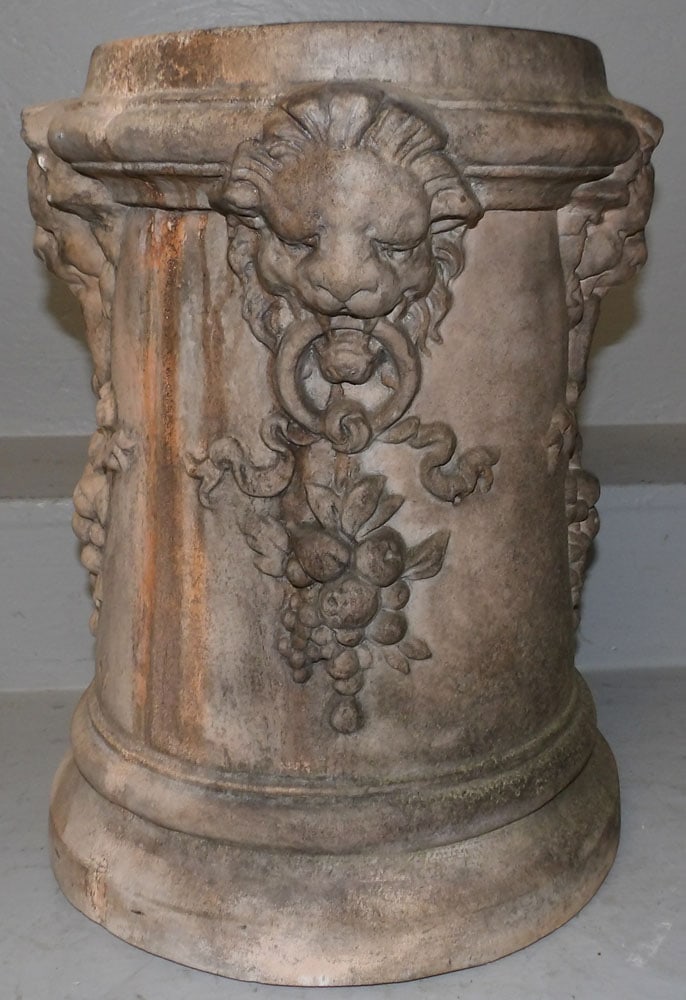 Cast Concrete Pedestal with Lion's Head Motif (1 of 4)