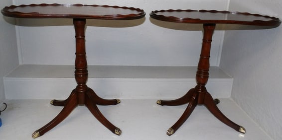 Pair of Mahogany Kidney Shaped Top Stands