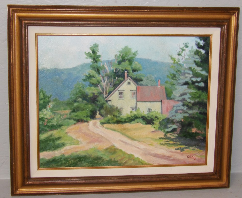 Framed Oil on Canvas Country Home Landscape Entitled Summer Afternoon by Ann Cross (1 of 4)