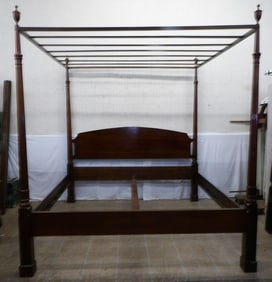 Walnut Fluted Post King Size Bed with Canopy