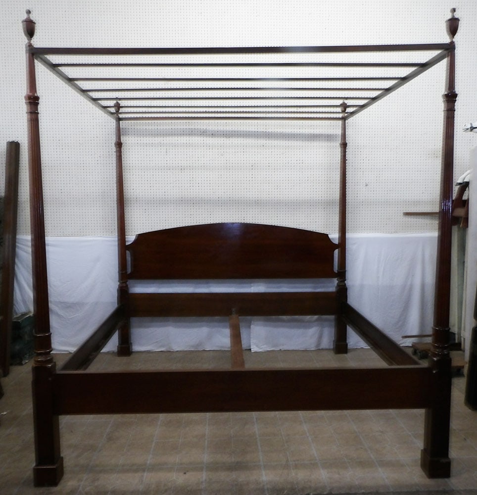 Walnut Fluted Post King Size Bed with Canopy (1 of 9)