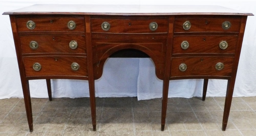 19th Century Mahogany Inlaid Serpentine Front Sideboard with Cellarette Drawer (1 of 11)